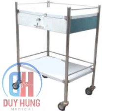 Xe Đẩy INOX 2 tầng 40x60 (Có Hộc)